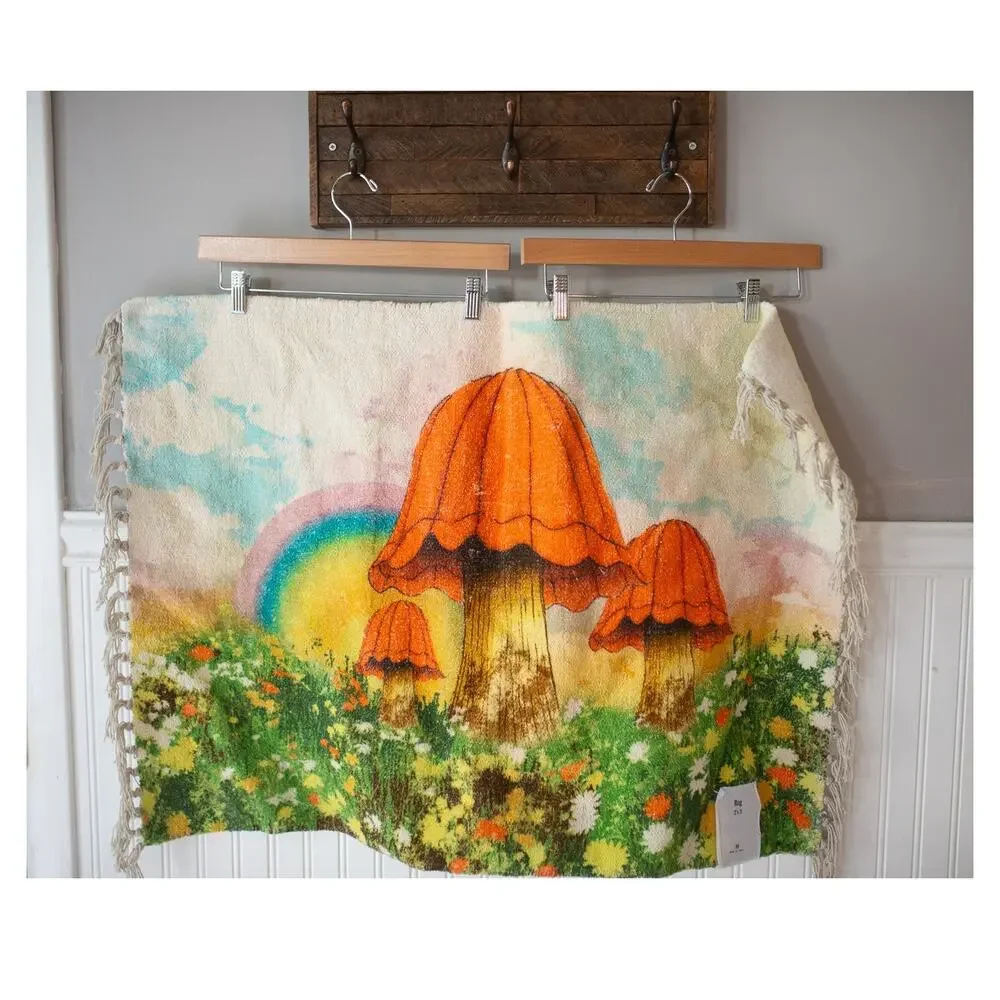 Urban Outfitters Mushroom Digital Printed Chenille Rug NEW